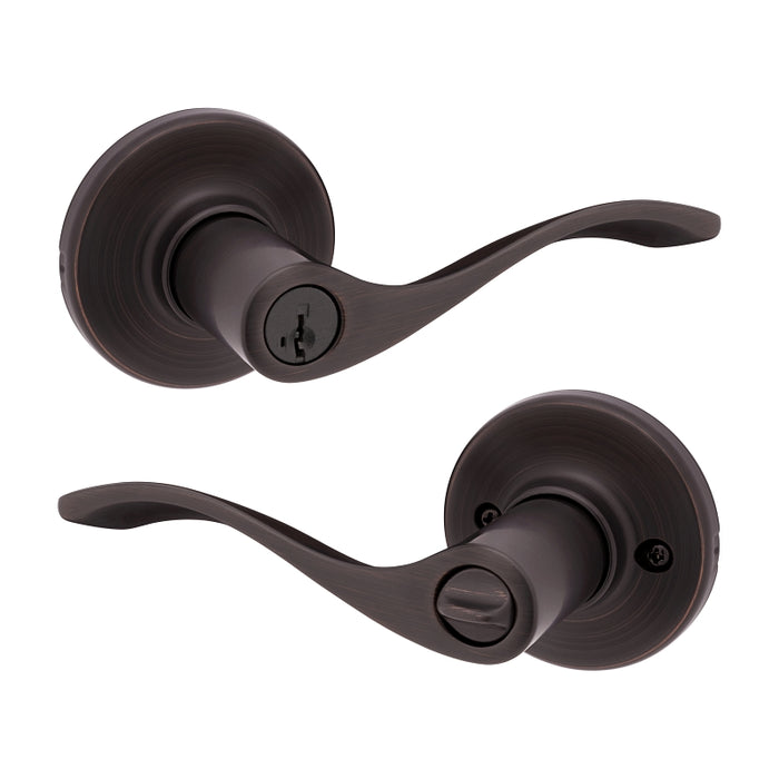 Kwikset 94050-674 Entry Door Lockset, Lever Handle, Venetian Bronze, Zinc, KW1, SC1 Keyway, Residential, 3 Grade