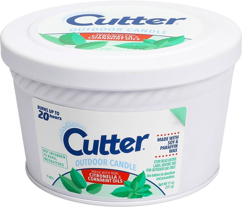 Cutter HG-97190 Outdoor Candle, Opaque White, Citronella and Mint, 20 hr Burn Time, 11 oz Bucket