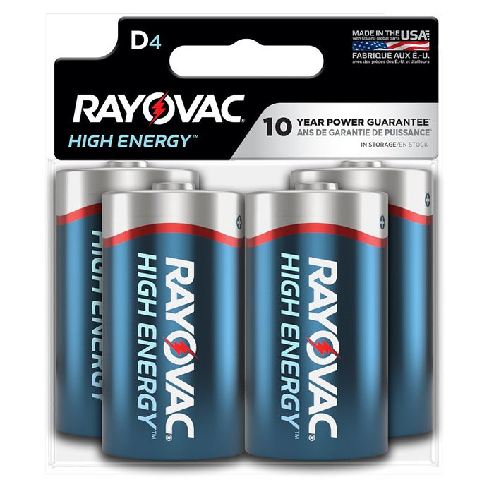 Rayovac 813-4TK Battery, 1.5 V Battery, D Battery, Alkaline