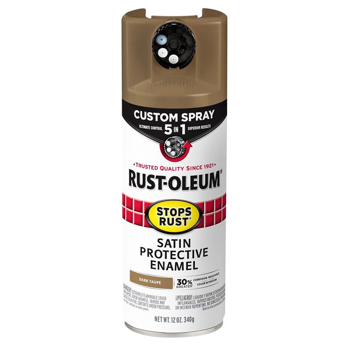 Stops Rust 376878 Rust Preventative Spray Paint, Satin, Dark Taupe, 12 oz, Can