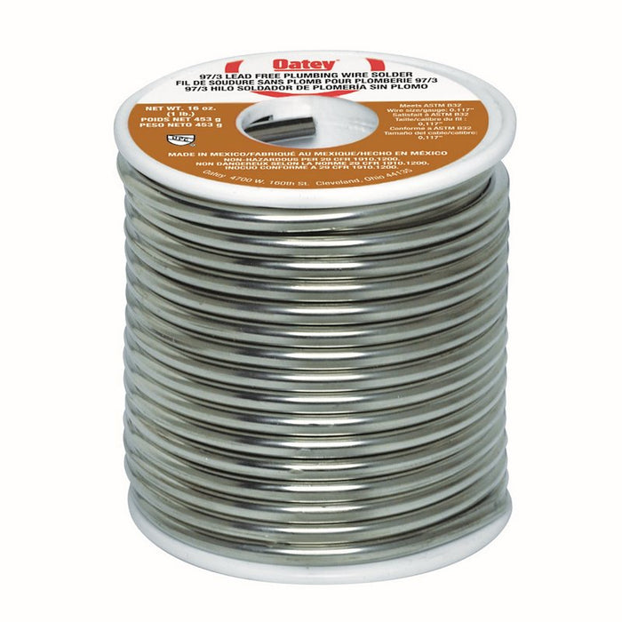 Oatey 20973 Wire Solder, 1 lb, Solid, Silver, 430 to 460 deg F Melting Point