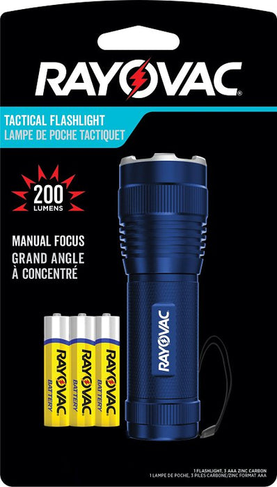 Rayovac ROVMLTV321B Tactical Handheld Flashlight, AAA Battery, Alkaline Battery, 300 Lumens, 180 m Beam Distance