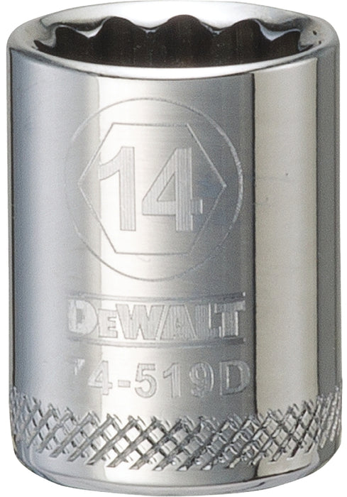 DEWALT DWMT74519OSP Hand Socket, 14 mm Socket, 3/8 in Drive, 12-Point, Vanadium Steel, Polished Chrome