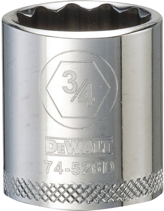 DEWALT DWMT74526OSP Hand Socket, 3/4 in Socket, 3/8 in Drive, 12-Point, Vanadium Steel, Polished Chrome