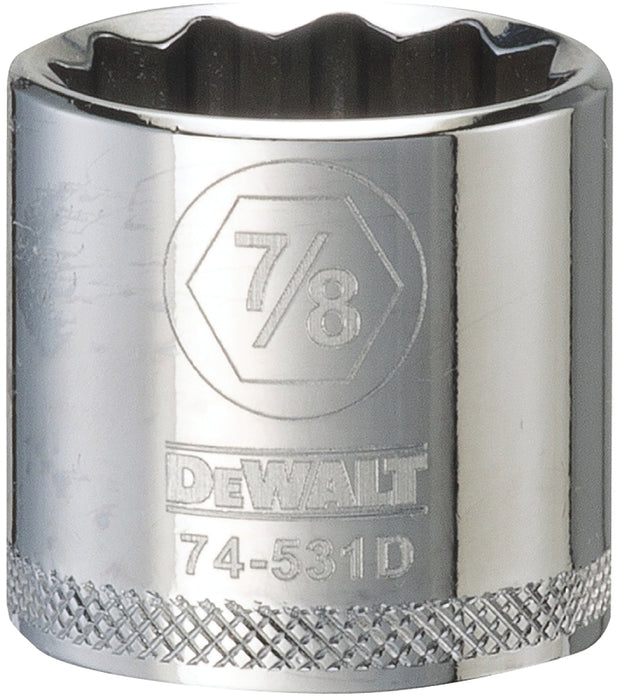 DEWALT DWMT74531OSP Hand Socket, 7/8 in Socket, 3/8 in Drive, 12-Point, Vanadium Steel, Polished Chrome