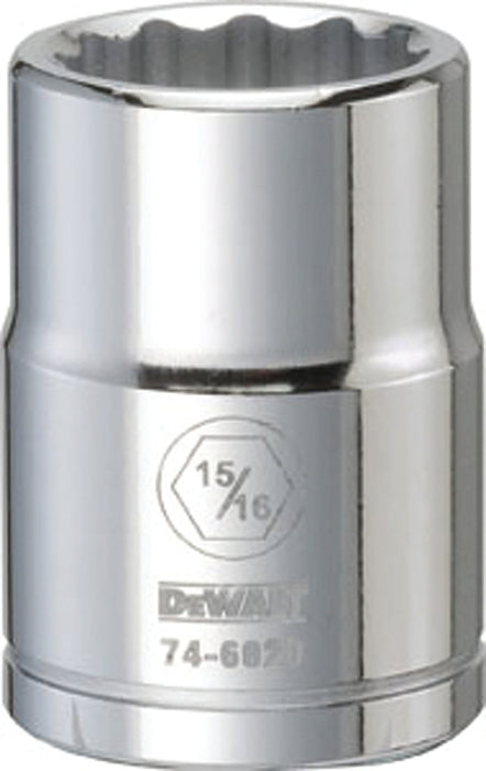 DEWALT DWMT74602OSP Drive Socket, 15/16 in Socket, 3/4 in Drive, 12-Point, Vanadium Steel, Polished Chrome