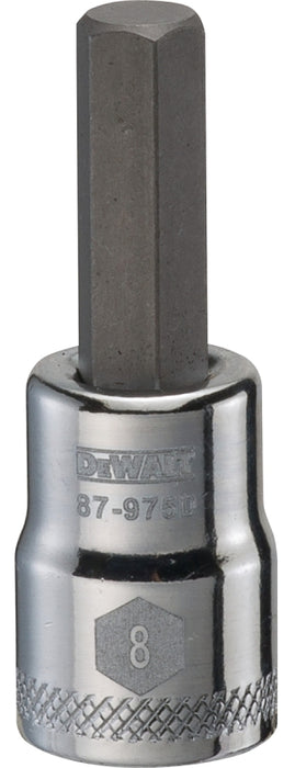 DEWALT DWMT87975OSP Fractional Hex Bit Socket, 8 mm Tip, 3/8 in Drive, Polished Chrome Vanadium, 1-31/32 in OAL