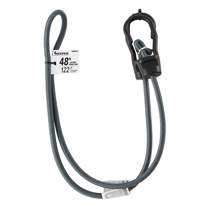 Keeper A06095Z Bungee Cord, 48 in L, Rubber, Gray, Hook End