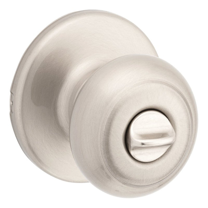 Kwikset 300CV 15 6AL RCS V1 Privacy Lockset, Cove, Round Design, Satin Nickel, Zinc, Silver, Reversible Hand