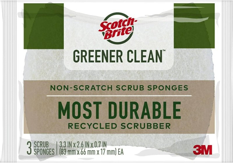 Scotch-Brite Greener Clean Series 97033-UG Non-Scratch Scrubber, Cellulose Abrasive, 83 mm L, 66 mm W, Brown