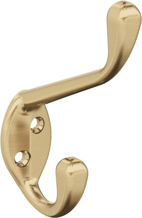 Amerock Noble Series H55451CZ Double Prong Wall Hook, 7/16 in W, Zinc, Champagne Bronze, 25 lb, 3-9/16 in Projection