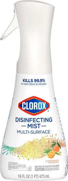 Clorox 60151 Disinfectant Cleaner, 16 oz, Bottle, Liquid, Lemongrass, Mandarin, Clear