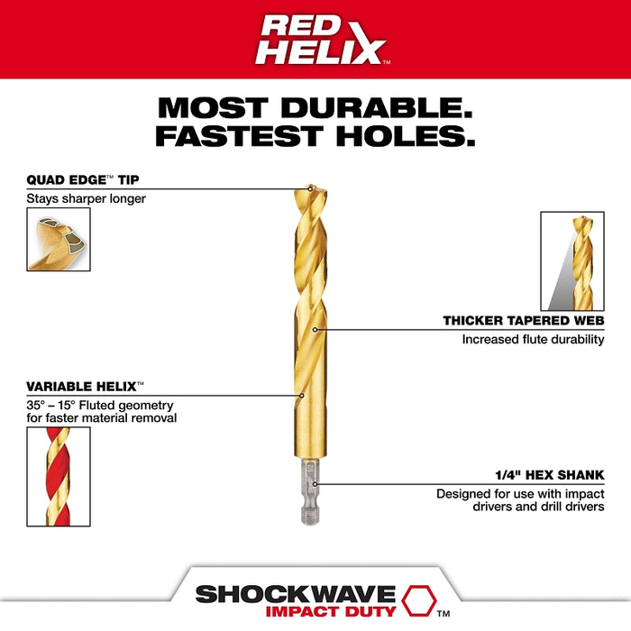 Milwaukee SHOCKWAVE Impact Duty, RED HELIX Series 48-89-4672 Drill Bit Set, 29-Piece, Steel/Titanium