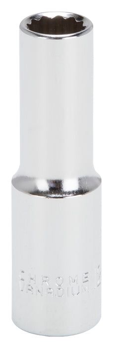 Vulcan MT6528973 Drive Socket, 12 mm Socket, 1/2 in Drive, 12-Point, Chrome Vanadium Steel, Chrome