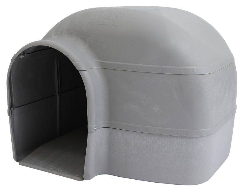 Petmate 25415 Husky Dog House, 33-1/2 in OAL, 33.2 in OAW, 26 in OAH, Plastic, Gray