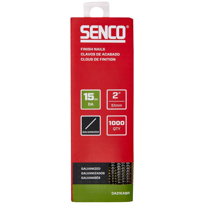 Senco DA21EABR Finish Nail Strip, 2 in L, 15 ga, Galvanized/Sencote, Brad Head