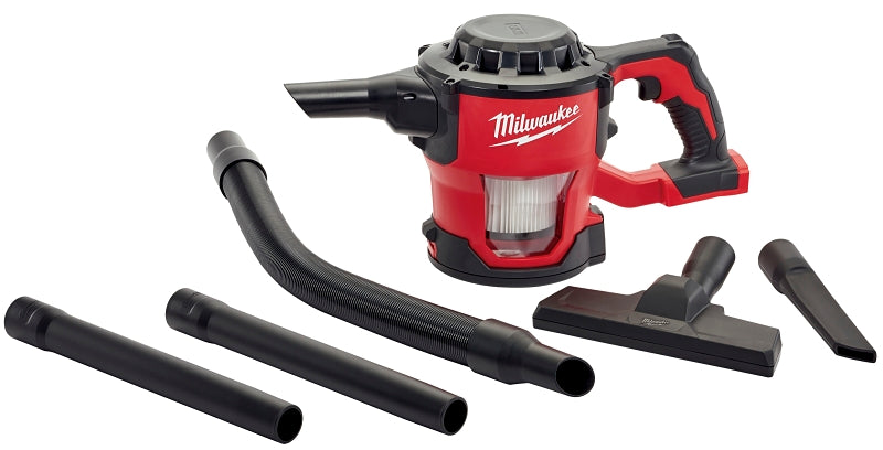 Milwaukee M18 0882-20 Compact Vacuum, 0.3 gal Vacuum, 40 cfm Air, 81 dB, 5 Ah, Black/Red Housing