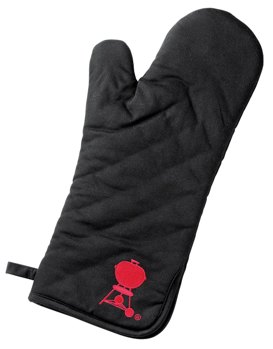 Weber 6532 Barbecue Mitt, One-Size, Foldable Cuff, Cotton, Black/Red