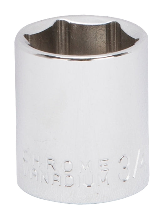 Vulcan MT6495329 Drive Socket, 3/4 in Socket, 3/8 in Drive, 6-Point, Chrome Vanadium Steel, Chrome