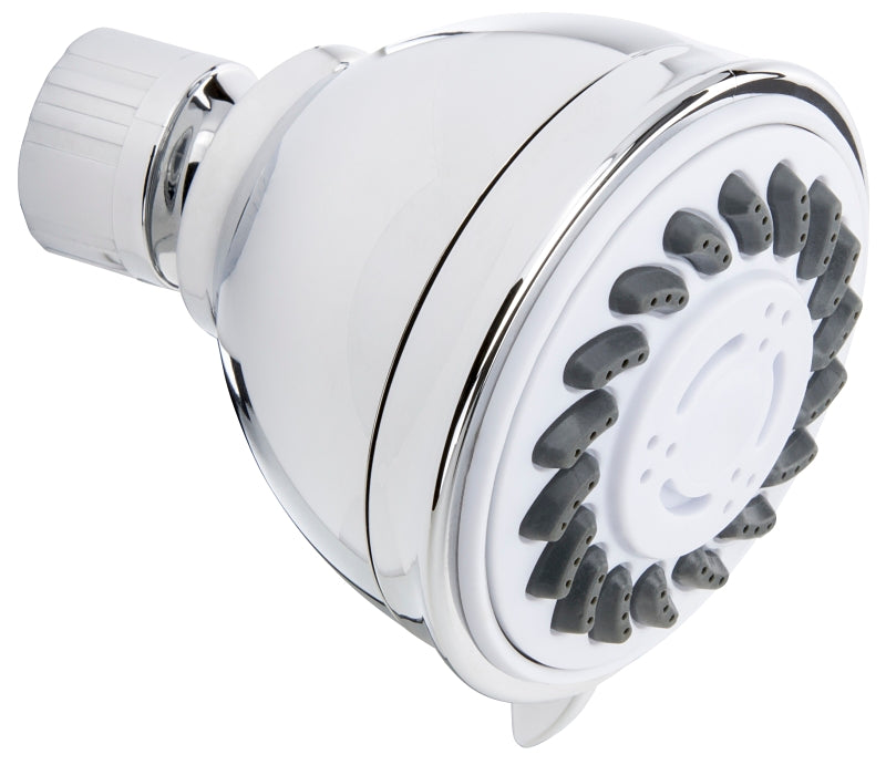 Plumb Pak K704CP Shower Head, Round, 1.8 gpm, 3-Spray Function, Polished Chrome, 2.7 in Dia