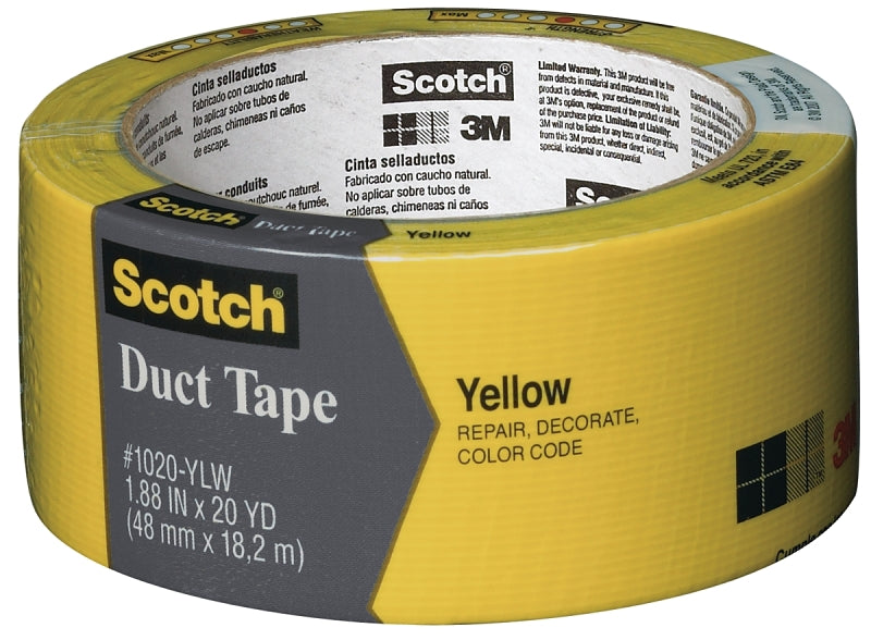 Scotch 3920-YL Duct Tape, 20 yd L, 1.88 in W, Yellow