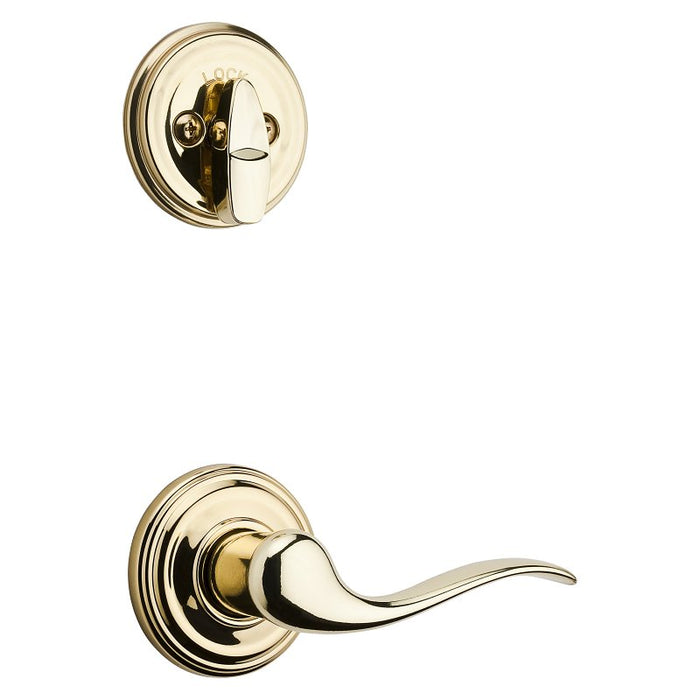 Kwikset 966TNL LH 3 Lever Trim Set, 3 Grade, Zinc, Polished Brass, Lever Handle, 2-3/8, 2-3/4 in Backset, Left Hand