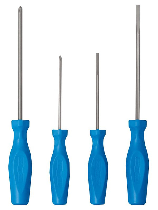 Channellock SD-4H Standard Screwdriver Set, 4-Piece, Tri-Alloy Steel, Gun Metal High Polish, Blue