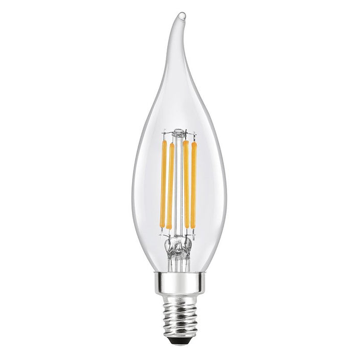 Sylvania TruWave Series 42093 LED Bulb, Bent Tip Lamp, 40 W Equivalent, Candelabra E12 Lamp Base, Dimmable, Clear