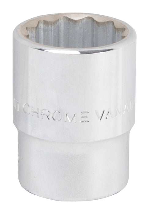 Vulcan MT-SM6028 Drive Socket, 28 mm Socket, 3/4 in Drive, 12-Point, Chrome Vanadium Steel, Chrome