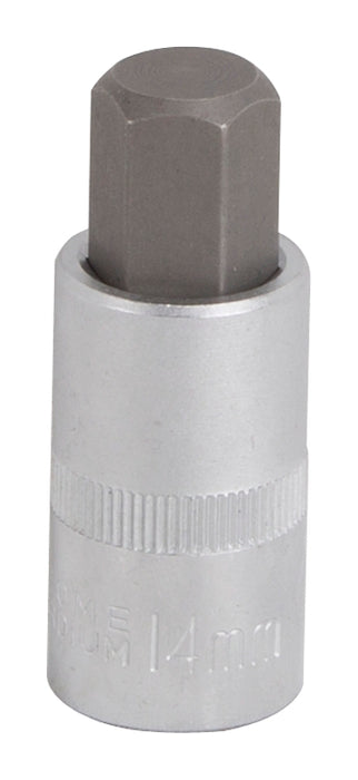 Vulcan 3506011913 Hex Bit Socket, 14 mm Tip, 1/2 in Drive, Chrome, 2-1/2 in OAL