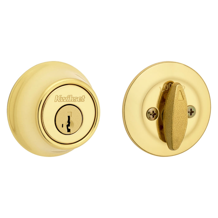 Kwikset 660 3 RCAL RCS Deadbolt, Different Key, Steel, Polished Brass, 2-3/8, 2-3/4 in Backset