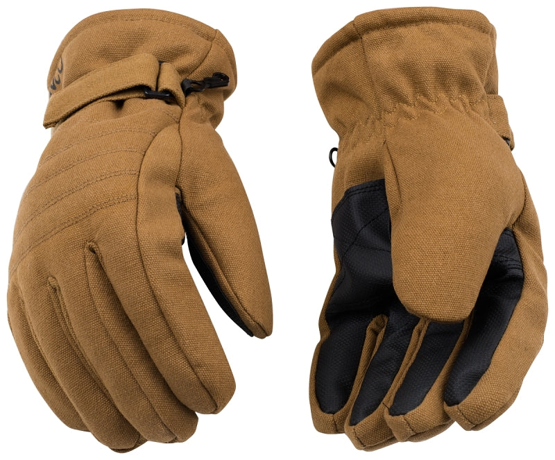 Kinco 1170-M Ski Gloves, M, Wing Thumb, Hook-and-Loop Cuff, Canvas, Brown