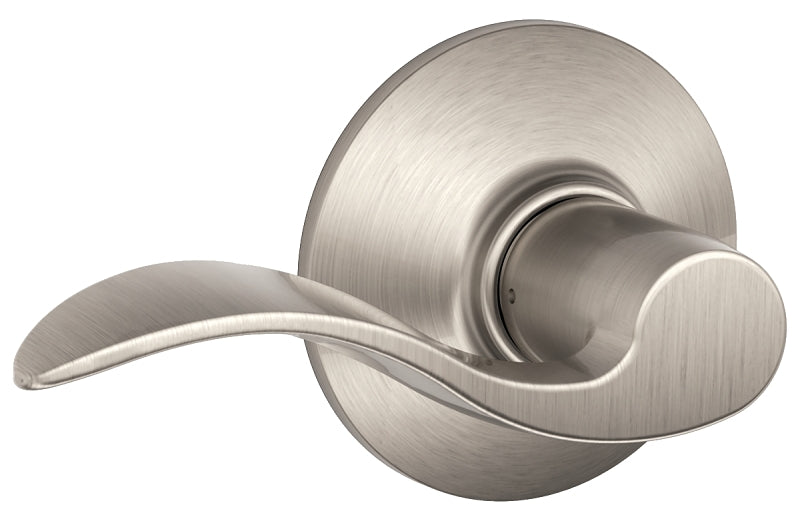 Schlage Accent Series F10V ACC 619 Passage Lever, Mechanical Lock, Satin Nickel, Metal, Residential, 2 Grade