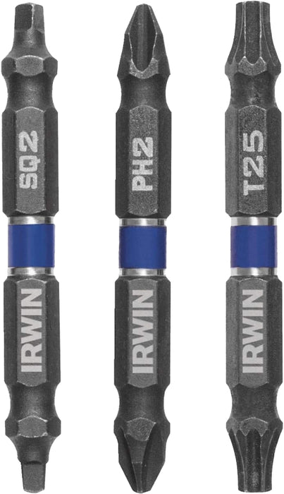 Irwin IWAF32DEP2S23 Impact Bit Set, 3-Piece, Double-Ended, Steel, 3/PK