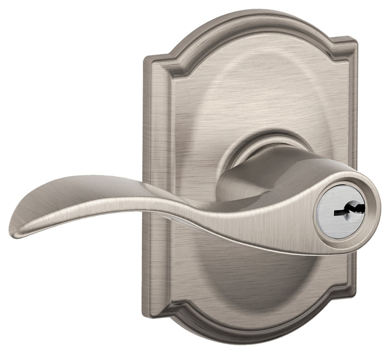 Schlage Accent Series F51A VACC619CAM Entry Lever, Mechanical Lock, Satin Nickel, Metal, Residential, 2 Grade