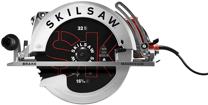 Skilsaw SPT70V-11 Worm Drive Saw, 15 A, 16-15/16 in Dia Blade, 1 in Arbor, 4-5/16 to 6-1/4 in D Cutting, 45 deg Bevel