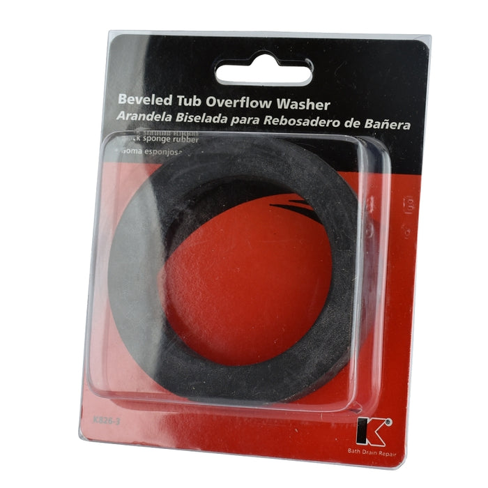 Keeney K826-3 Beveled Overflow Washer, Rubber, Black