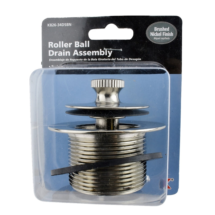 Keeney K826-34DSBN Roller Ball Closure Assembly with Strainer, Metal, Brushed Nickel, Specifications: 1-1/2 in Size