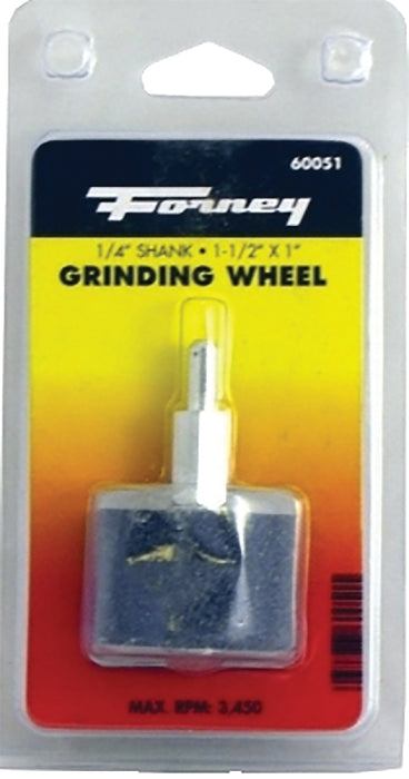 Forney 60051 Grinding Wheel, 1 x 1-1/2 in Dia, 1/4 in Arbor/Shank, 60 Grit, Coarse, Aluminum Oxide Abrasive