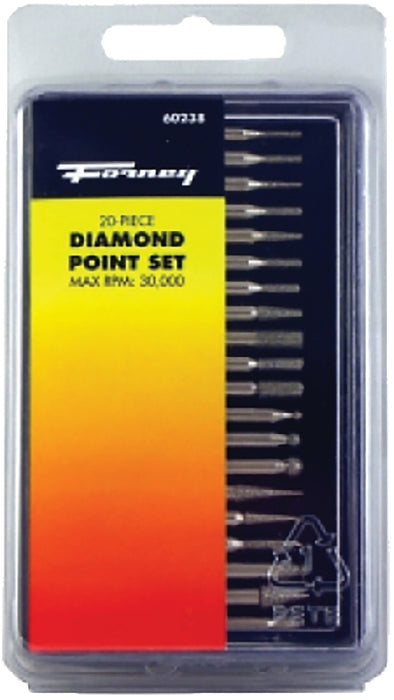 Forney 60238 Point Set, 1/8 in Dia Shank, Diamond