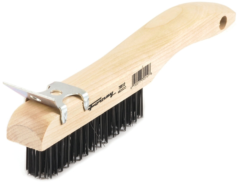 Forney 70512 Scratch Brush with Scraper, 0.014 in L Trim, Carbon Steel Bristle