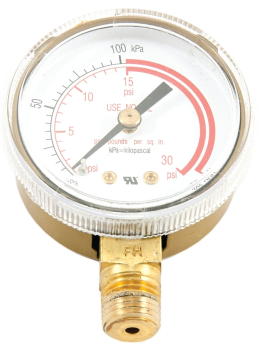 Forney 87730 Regulator Gauge, 0 to 30 psi Pressure, 1/4 in Connection, NPT