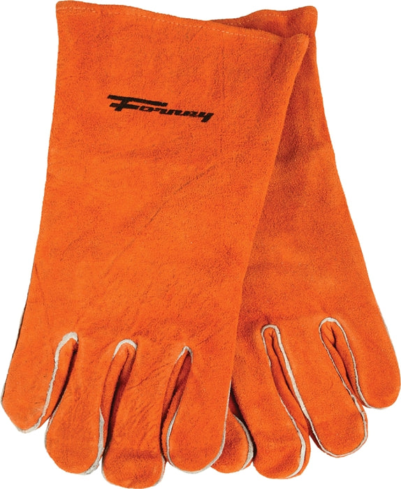 ForneyHide 53432 Welding Gloves, Men's, XL, Gauntlet Cuff, Leather Palm, Brown, Wing Thumb, Leather Back