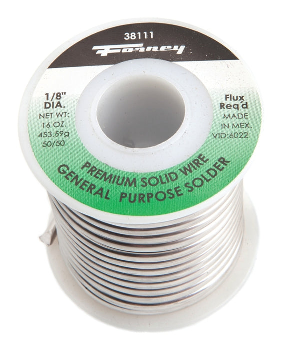 Forney 38111 Solder, 16 oz, Solid, Silver/White, 421 deg F Melting Point