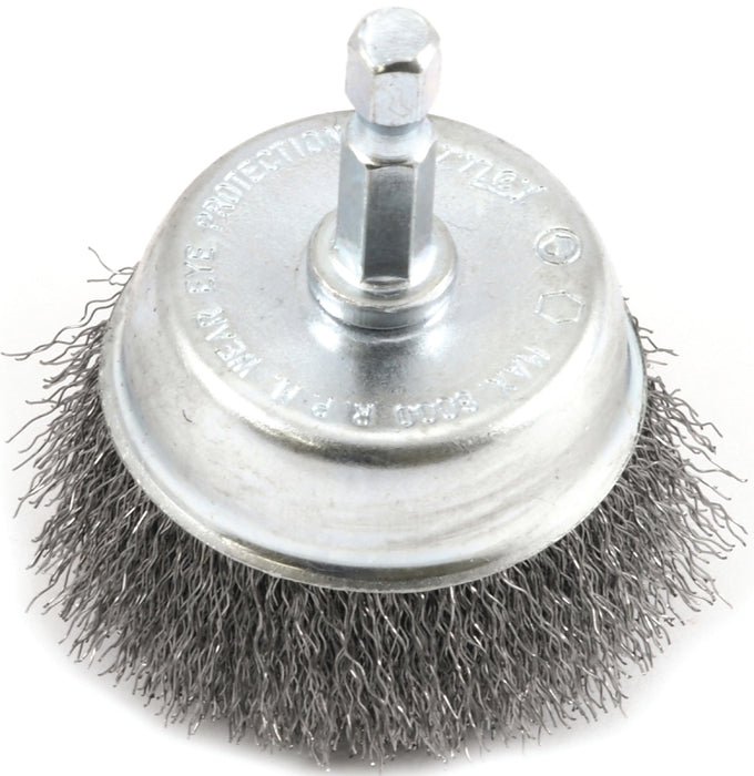 Forney 72730 Wire Cup Brush, 2 in Dia, 0.008 in Dia Bristle, Steel Bristle