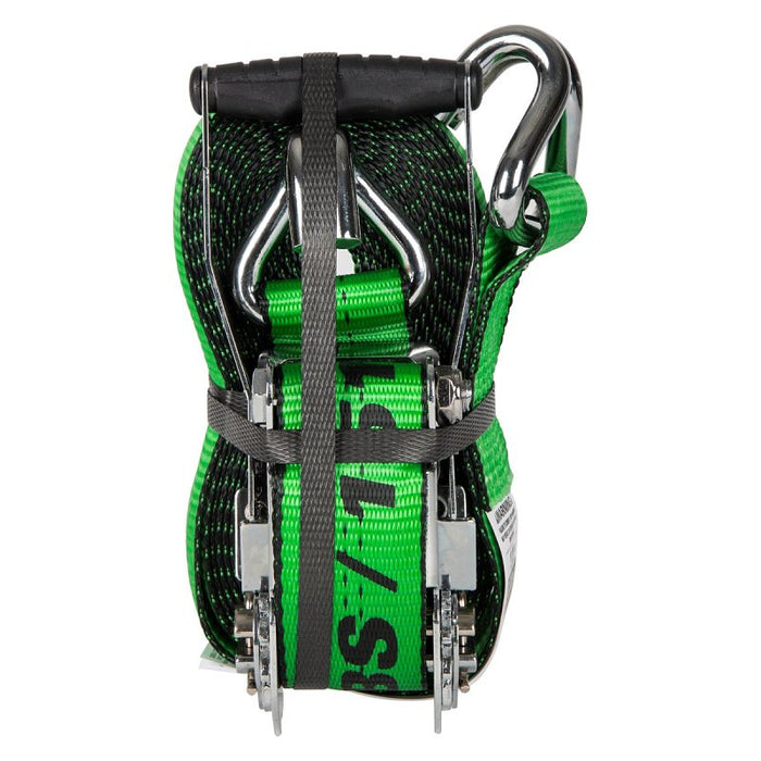 Keeper 47374 Tie-Down Strap, 2 in W, 30 ft L, Green, 3333 lb Working Load, J-Hook End