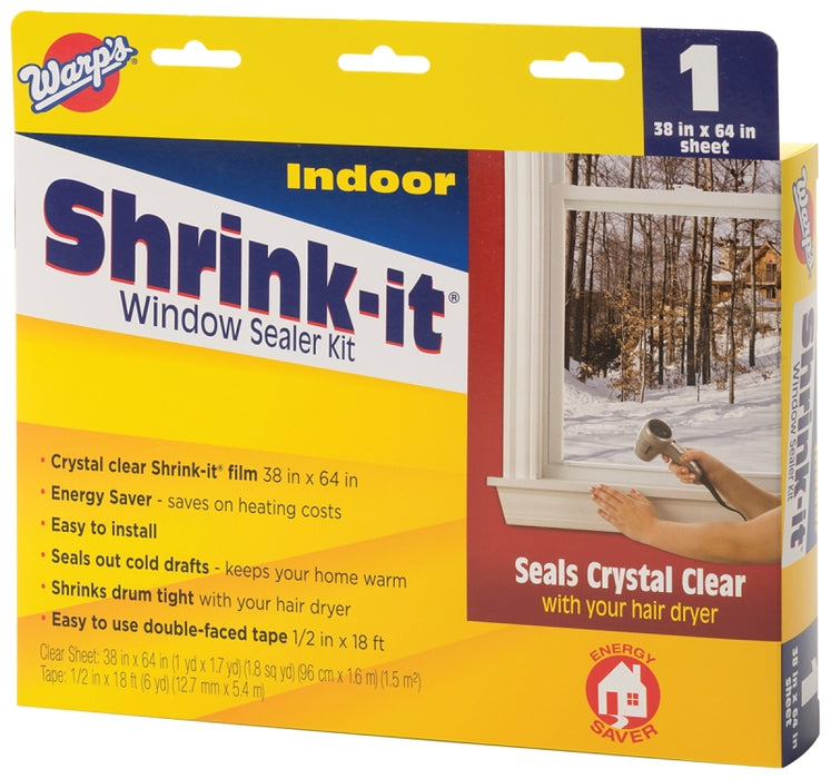 Warp's Shrink-it Series SK-38 Window Sealer Kit, 38 in W, Clear