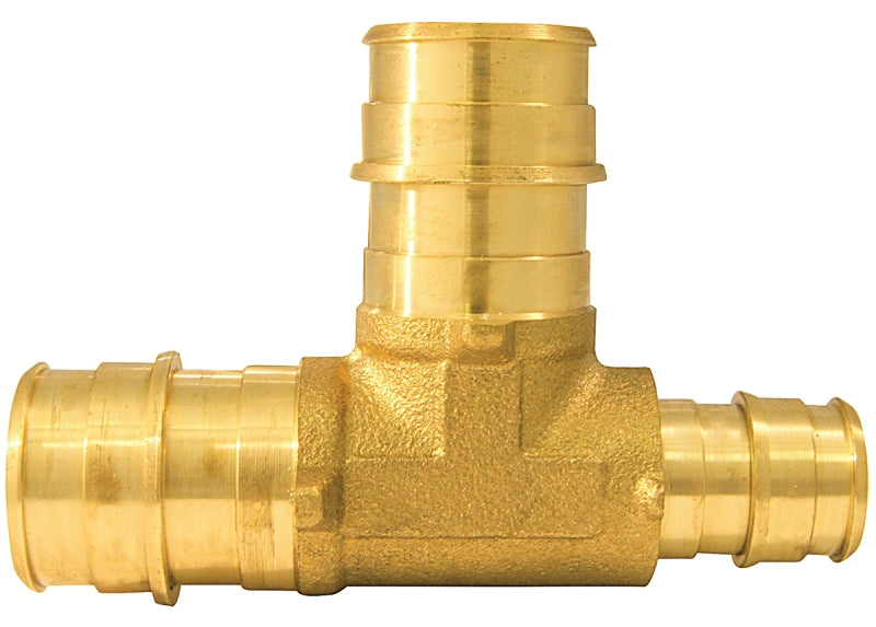 Apollo Expansion Series EPXT341234 Reducing Pipe Tee, 3/4 x 1/2 x 3/4 in, Barb, Brass, 200 psi Pressure