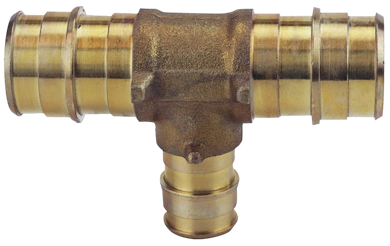 Apollo EPXT343412 Pipe Tee, 3/4 x 3/4 x 1/2 in, Barb, Brass, 200 psi Pressure