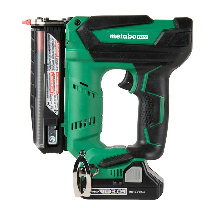 Metabo HPT NP18DSALTM Cordless Nailer Kit, Battery Included, 18 V, 2 Ah, 120 Magazine, 0 deg Collation, 23 ga Nail